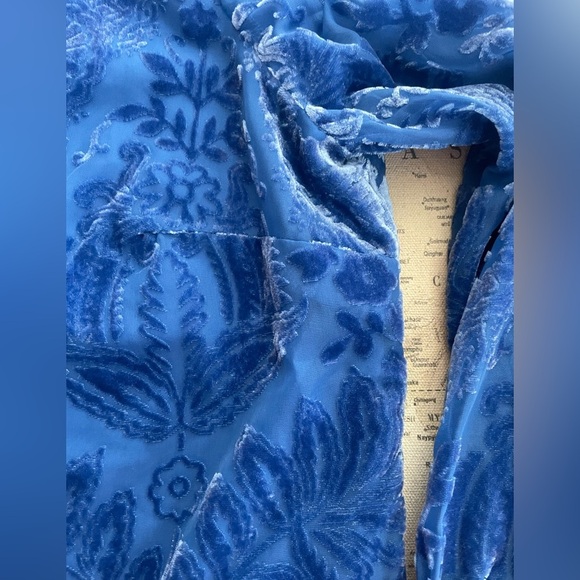 🆕Soft Surroundings Vanetta Velvet Top Sapphire Blue Velvet Floral Top 1X NWT - Picture 11 of 16